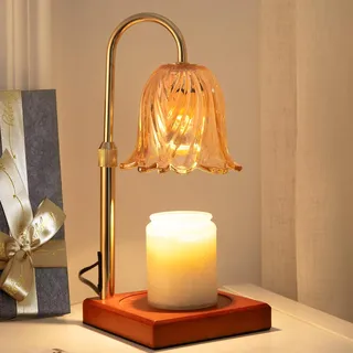 Kerzenwärmer Lampe, Einstellbare Höhe Kerzenwärmer Timer Dimmbar Home Decor Wax Melts Warmer für Glaskerzen mit 2 Glühbirnen Schwarz