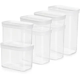 Emsa Trockenvorratsdosen Set transparent 2 x 0,45 l, 2 x 1 l, 2 x 1,6 l, 2,2 l, 7-teilig