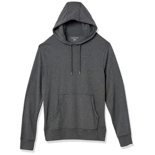Amazon Essentials Herren Leichter Kapuzenpullover aus Jersey, Dunkelgrau Meliert, S