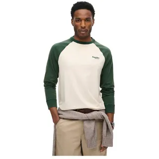 Superdry Essential Logo Baseball Langarm-t-shirt - Oatmeal / Enamel Green - 2XL
