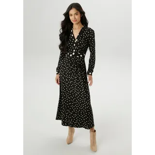Aniston SELECTED Midikleid mit raffiniertem Tupfendruck, schwarz