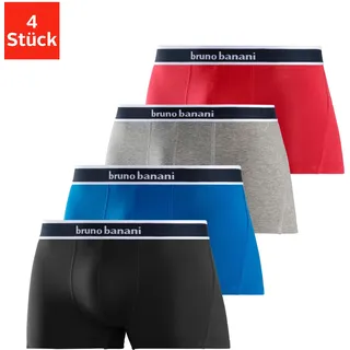 Boxer BRUNO BANANI "Boxershorts für Herren", Herren, Gr. S, blau (rot, grau, meliert, schwarz, royalblau), Jersey, Obermaterial: 92% Baumwolle, 8% Elasthan (LYCRA), unifarben, körpernah, Unterhosen Boxer, mit Steifen und Logo im Bund