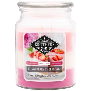 Candle-Brothers Große Duftkerze im Glas | Strawberry Cheesecake (510g) | Kerzen lange Brenndauer (110h) | 2 Docht Kerze | Kerzen im Glas | 3 Schicht Kerzen