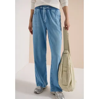 Cecil High Waist Wide Leg Jeans im loose fit light Blue used wash, L