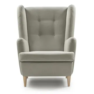 Traumnacht bequemer und moderner Ohrensessel, Polstersessel, Relaxsessel Vincent mit Holzfüßen in grau, produziert nach deutschem Qualitätsstandard