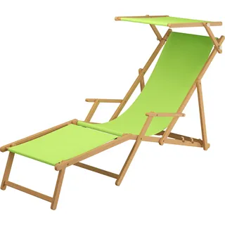 Sonnenliege pistazie Gartenliege Fußteil Sonnendach Kissen Buche hell klappbar 10-306 N F S KH - Grün