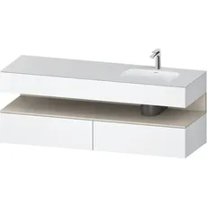 Duravit Qatego Einbauwaschtisch mit Konsolenwaschtischunterbau, 1600x550x600mm, Nische Taupe Supermatt, Becken rechts, QA4796083, Farbe: Weiß Matt/mit Nischenbeleuchtung