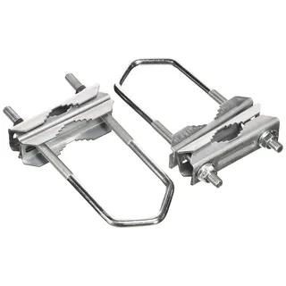 HD-Line 2X Doppelschelle Sat Mast Schelle Zahnschelle bis 60mm verzinkt Balkon, Silber 4