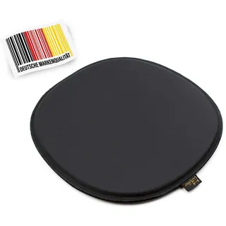 Luxflair Premium Echt-Leder-Sitzkissen oval mit Filz Unterseite in schwarz, gepolstert, Leder Sitzpolster für Stühle und Bänke, Stuhlkissen, Stuhlpolster in 36,5 x 32,5cm, leicht zu reinigen