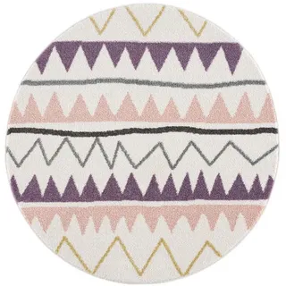 Carpet City Kinderteppich »Anime9382« rund 11 mm Höhe Spielteppich, Zickzack, Weicher Flor, Pflegeleicht, Kinderzimmer beige