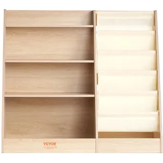 VEVOR 4-stöckiges Bücherregal aus Holz für Kinder, Sechsstöckiges Bücherregal, Baby-Aufbewahrungsregal, Bücher- und Spielzeug-Organizer-Schrank, für Kinderzimmer, Spielzimmer, Kindergarten