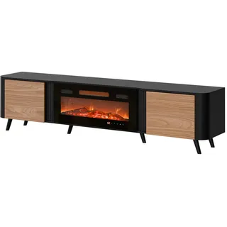 Mirjan24 Volare TV-Lowboard 200x49x39 cm Schwarz/Nussbaum Kunststoff