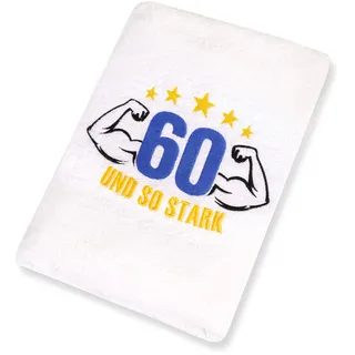 Abc Casa 60. Geburtstag Geschenk Handtuch mit gestickten Muskeln für Männer - EIN nützliches Geschenk für 60 Jahre - eine wunderbare Geschenkidee zum 60.