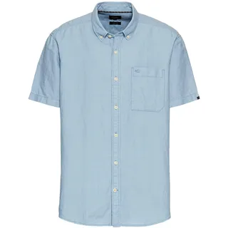 camel active Herren Kurzarmhemd aus einem Baumwoll-Leinenmix Hellblau, Menswear-L