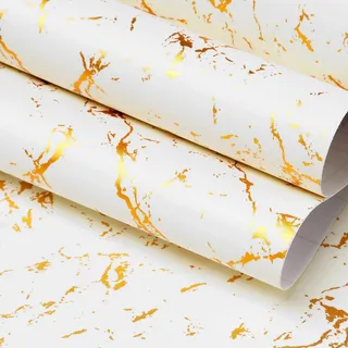 FunStick Möbelfolie Weiß Gold Selbstklebende Folie Marmoroptik Küchenschrank Weiß Marmor Folie Wand Küchenplatte Wasserfest Klebefolie Marmor Weiss Gold Tapete Selbstklebend Wohnzimmer Küche 30CM×5M