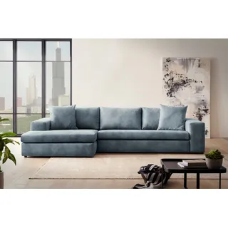 Home Affaire Ecksofa »SLEETLAND XXL in Samtvelours oder Vintage-Leder-Optik, L-Form,« besonders groß und bequem, blau