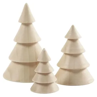 Weihnachtsbäume aus Holz, H 5+7,5+10 cm, D: 3,5+5,4+6,7 cm, Kaiserbaum, 3Stck.