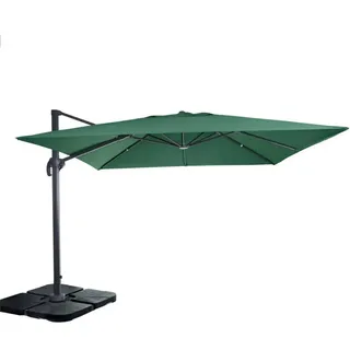 Mendler Gastronomie-Ampelschirm HWC-A96 300 x 300 cm dunkelgrün inkl. Ständer
