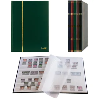 Prophila Collection 16 weiße Seiten A4 Briefmarken-Einsteckbuch grün