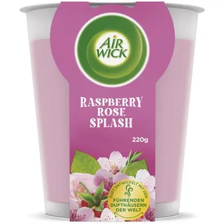 Air Wick Wohlfühl-Duftkerze XL im Glas – Duft: Raspberry Rose Splash – Bis zu 40 Stunden Brenndauer – Enthält natürliche ätherische Öle – 220 g Duftkerze