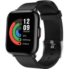 VOGHERB Smartwatch Fitness Tracker Uhr 1.3" HD Voll Touchscreen Damen Herren Uhren Watch für Android IOS 5ATM Fitness Uhr Pulsmesser Schlafmonitor Stoppuhr GPS Sportuhr Aktivitätstracker Schwarz