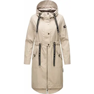 Navahoo Damen Mantel Übergangs Jacke Lang Parka Freizeit Casual Kapuze Josinaa Hellgrau Gr. 36 - S