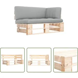 The Living Store Outdoor-Ecksofa Paletten Kiefernholz Imprägniert - Grau