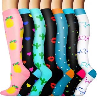 ACTINPUT 7 Paar Kompressionsstrümpfe Damen und Herren, Kompressionssocken Stützstrümpfe Compression Socks Laufstrümpfe Kompression für Flug,Sport,Reisen, Radsport, krankenschwester