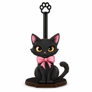 Katzen Küchenrollenhalter Stehend, Schwarz Holz Papierrollenhalter, Küchenpapierhalter für die meisten Rollen, Küchenrollenständer für Küche Badezimmer, Katze Geschenke für Freunde