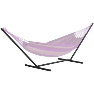 Outsunny Hängemattengestell, Metall, Schwarz , 92x112x360 cm , Gartenmöbel, Gartenschaukeln, Hängematten