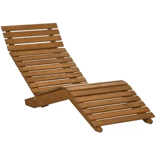 Outsunny Gartenliege , Teakfarben , Holzwerkstoff , 170x77x66 cm , Gartenmöbel, Gartenliegen