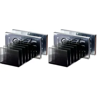 iDesign Make-up Organizer, Make-up Paletten Organizer mit 7 Fächern aus der Signature Series by Sarah Tanno, Kosmetik Aufbewahrung aus Kunststoff für Schmink-Paletten, Grau (Packung mit 2)