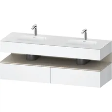 Duravit Qatego Einbauwaschtisch mit Konsolenwaschtischunterbau, 1600x550x600mm, Nische Taupe Supermatt, Doppelwaschtisch, QA4797083, Farbe: Weiß Matt