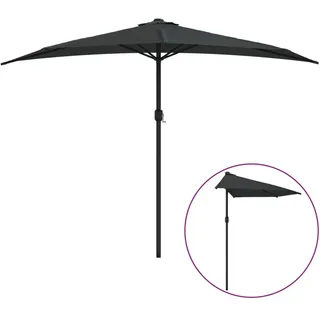vidaXL Balkon-Sonnenschirm Alu-Mast Schwarz 300x155x223cm Halbrund - Schwarz