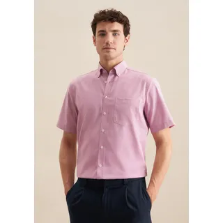 Businesshemd SEIDENSTICKER "Regular", Herren, Gr. XXL (45), normale Ärmellängen, lila (berry), 100% Baumwolle, Strukturmuster, regular fit, gerader Abschluss, Hemden Businesshemd, Regular 1/2 Button-Down-Kragen Struktur