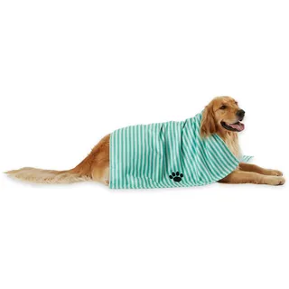 Bone Dry Pet Grooming Towel Collection saugfähige Mikrofaser, Größe XL, 104,1 x 59,7 cm, gestreift, Aqua