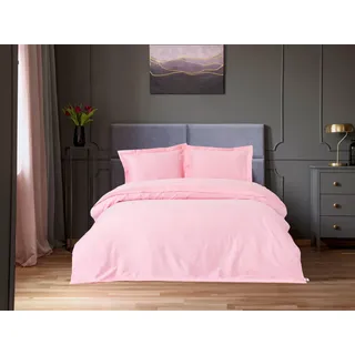 Nuit Des Rêves Luxurious Satin Double Quilt Cover Set (200x200 cm), Pink, 100% Cotton Satin | 2 Pillowcases (80x80 cm) | Reactive Print, Machine Washable, Elegant Design