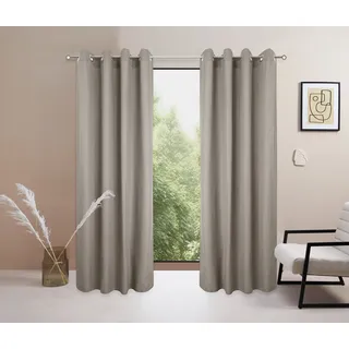 Vorhang OTTO HOME "Raja" Gr. 2, grau (taube), B:140cm H:175cm, Polyester, Recyceltes Material, Gardinen, Vorhang, Blickdichtes Material, Einfache Montage, Pflegeleicht, Ösen, 2 er Pack, Topseller