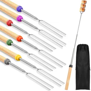 8 Stück Teleskop Grillspieße Edelstahl 30-81cm, Grillspieße Teleskop Marshmallow Spieße Ausziehbar Stöcke Roasting Sticks Schaschlikspieße, für Camping Grill,Gartenparty (8 Stück)