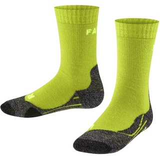 Falke Kinder Wandersocken TK2 K SO Wolle Funktionsmaterial antiblasen dick 1 Paar, Gelb (Lime 7601), 31-34