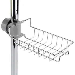Duschablage WENKO "Duschablage Edelstahl", silber (korb: silber glänzend, halter: grau, grau), B:23cm H:7cm T:10,5cm, Edelstahl, Polypropylen, Regale, Duschablage, 1 Ablage