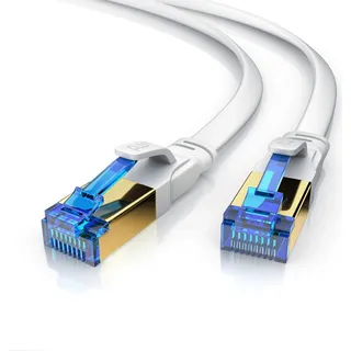 Primewire LAN-Kabel, CAT.8, RJ-45 (Ethernet) (500 cm), Patchkabel flach CAT 8, Gigabit Flachband Netzwerkkabel 40 Gbit/s - Netzwerkkabel - 5m - Weiß