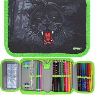 Spirit Schüleretui Panther 28-teilig - Schwarz