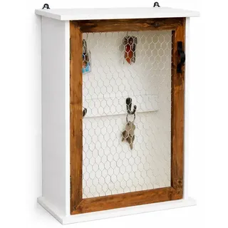 DanDiBo Schlüsselkasten Holz Weiß 33/14/42 cm , 33x42x14 cm , Garderobe, Schlüsselkästen & Schlüsselboards