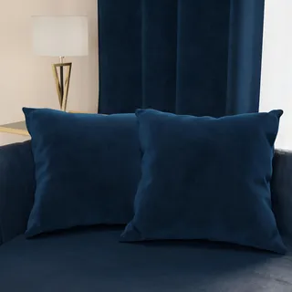 Petti Artigiani Italiani - 2 Sofakissen aus Samt mit Füllung, Kissenbezüge für Schlafzimmer, Möbelkissen aus Samt mit verdecktem Reißverschluss, Blau, 2 Stück - 30 x 30 cm