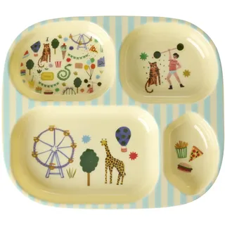 Rice Melamin Kinderteller mit 4er Einteilung - mint - Fun Fair Print