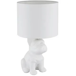 Globo Tischleuchte , Weiß , Textil , 22x40x23.3 cm , Ce , Wippschalter , Lampen & Leuchten, Leuchtenserien