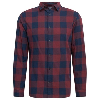 JACK & JONES 12181602 Hemd Slim Fit Freizeithemd aus Twill Modell 'Gingham', Dunkelrot, S