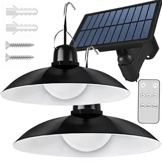 LED Solarleuchte mit 2 Hängeleuchte | Solar Hängelampe | Pendelleuchte | Solarlampe Außen | IP65 Wasserdichte | Außen-Wandleuchte Garten Straße Retoo