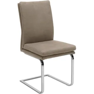 Novel Schwingstuhl , Taupe, Chromfarben , Metall, Textil , Uni , U-Form , 47x100x64 cm , Lederauswahl, Stoffauswahl , Esszimmer, Stühle, Schwingstühle